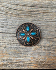 Copper Turquoise & Clear Crystal Western Concho W138