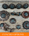 Copper Turquoise & Clear Crystal Western Concho W138