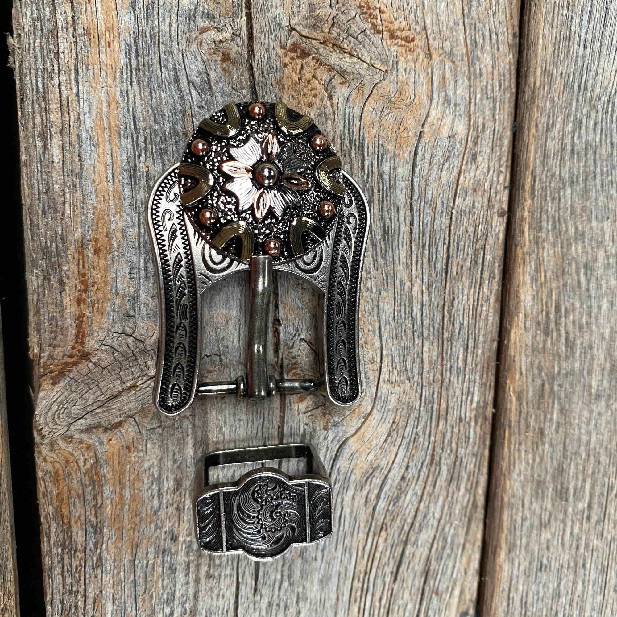 Floral Dots Antique Silver Western Concho W147