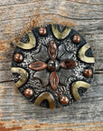 Floral Dots Antique Silver Western Concho W147