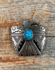 Antique Silver Turquoise Thunderbird Concho W181