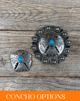 Antique Silver Turquoise Thunderbird Concho W181