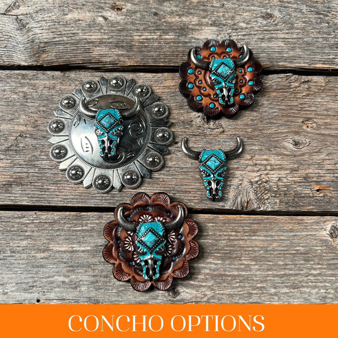 Turquoise Steer Head Western Concho W202