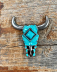 Turquoise Steer Head Western Concho W202