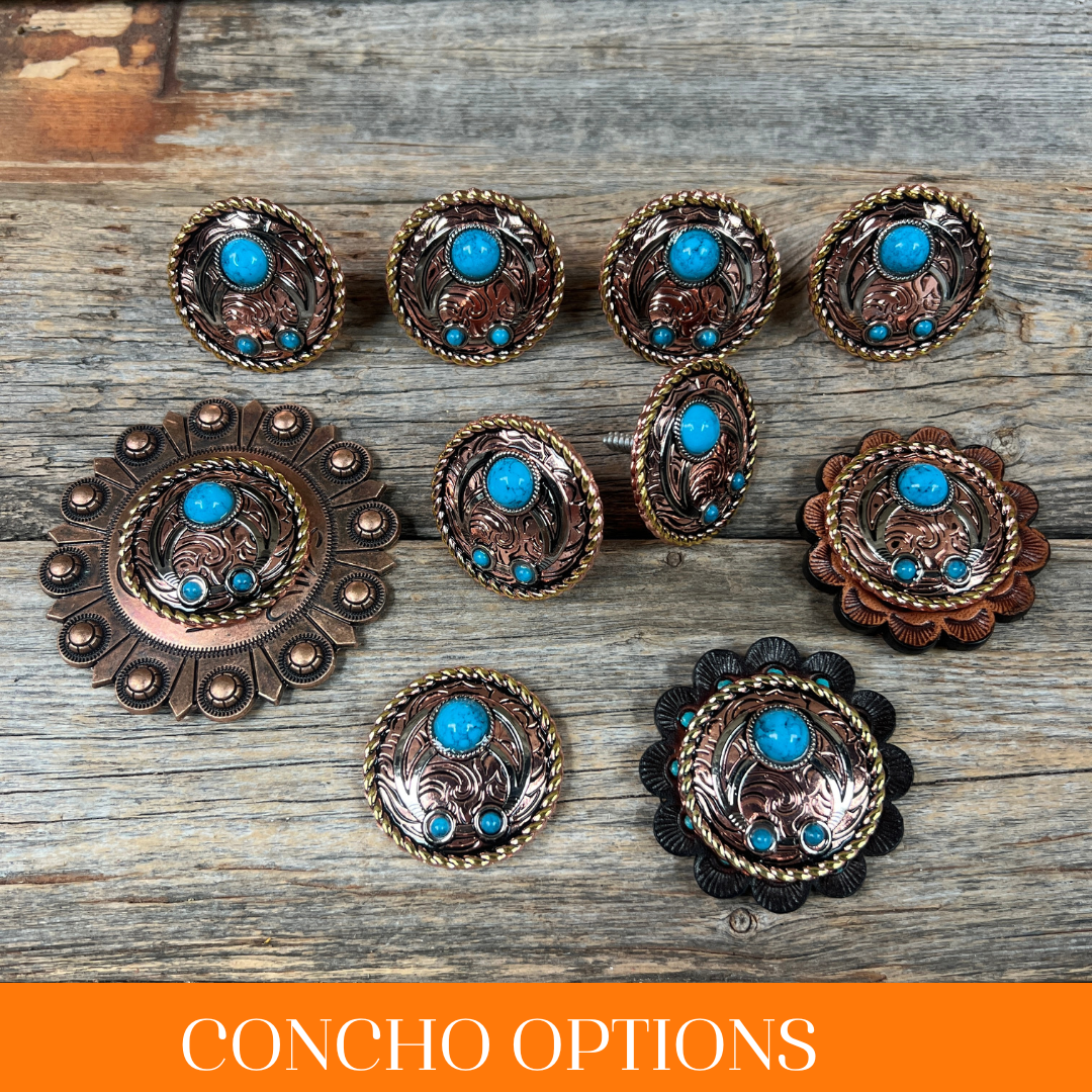 Copper Turquoise Blossom Western Concho W206