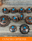 Copper Turquoise Blossom Western Concho W206