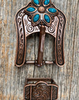 Copper Turquoise Flower Western Concho W207