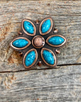 Copper Turquoise Flower Western Concho W207