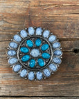 Blue and White Turquoise Western Concho W212