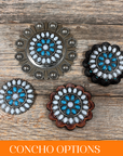 Blue and White Turquoise Western Concho W212