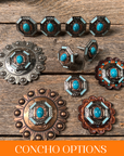Octagon Turquoise Floral Western Concho W221