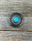 Antique Silver Turquoise Dot Western Concho W232