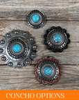 Antique Silver Turquoise Dot Western Concho W232