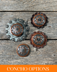 Rust Filigree and Dots Western Concho W233