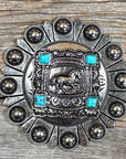 Antique Silver Horse & Turquoise Square Berry Jacket 