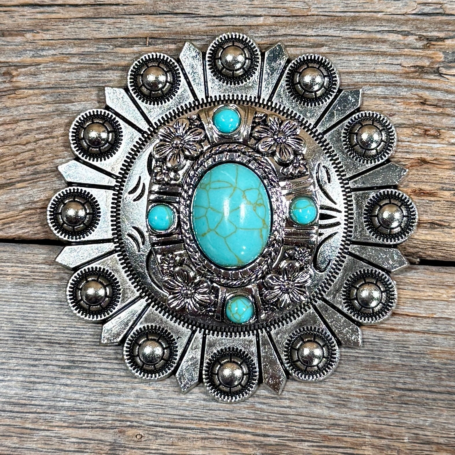 Antique Silver Floral &amp; Turquoise Berry Jacket 