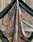 35X35" Emerald and Tan Paisley Wild Rag / Scarf -W132L Slide WRC1004B