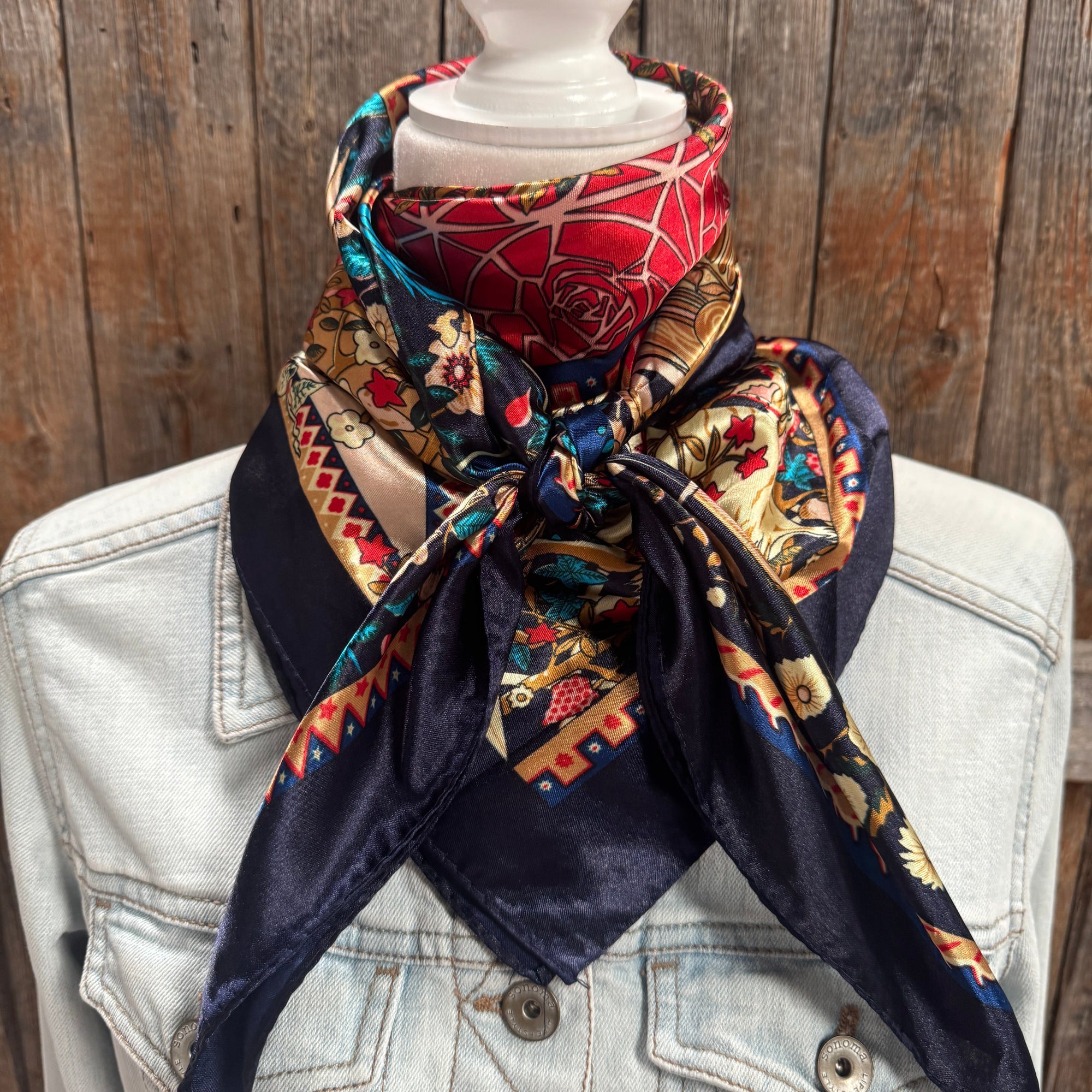 35 Inch Square Wild Rag Scarf With Multiple Patterns