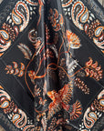 35X35" Black and Orange Floral Wild Rag / Scarf WR1012