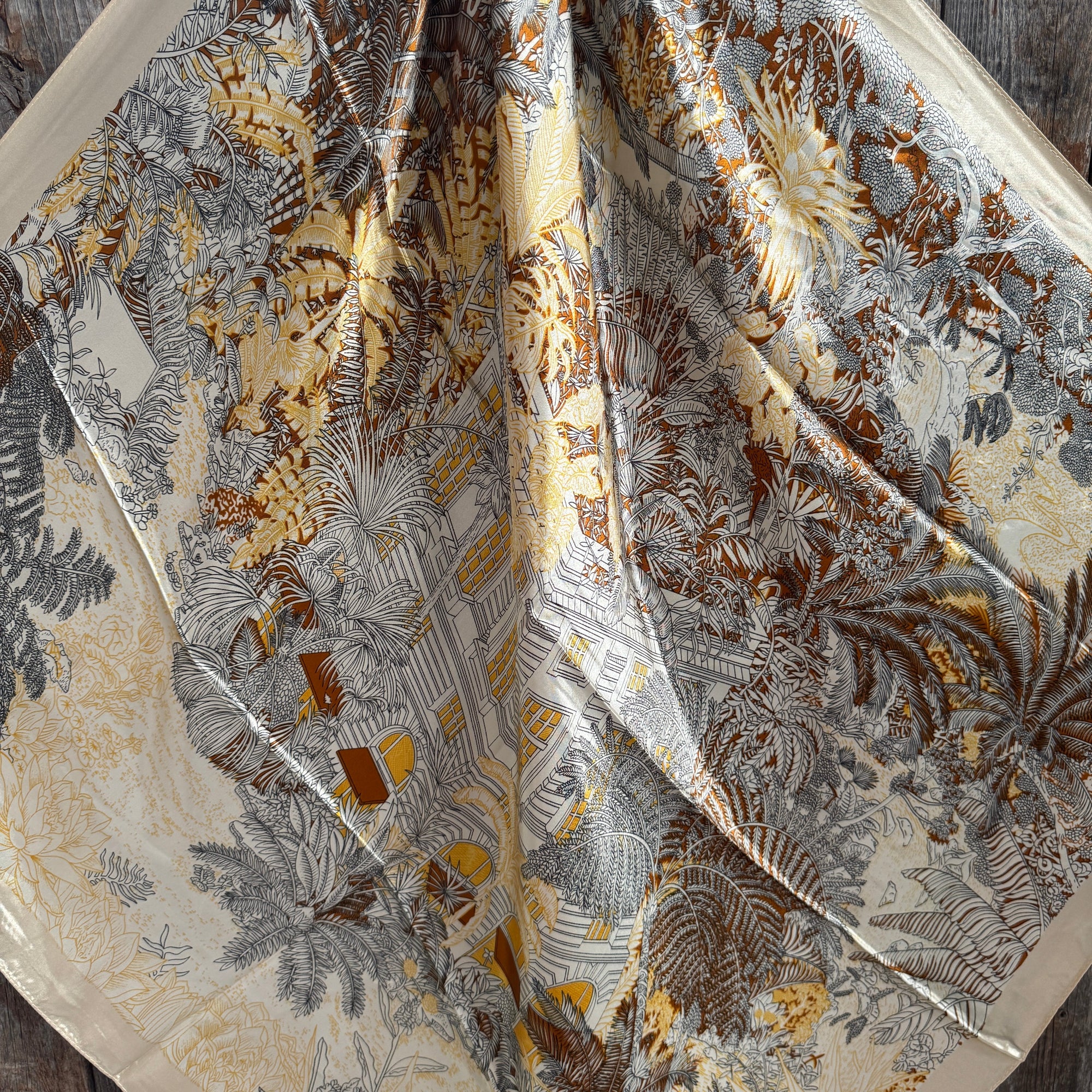 35X35" Brown and Tan Leaf Wild Rag / Scarf WR1032
