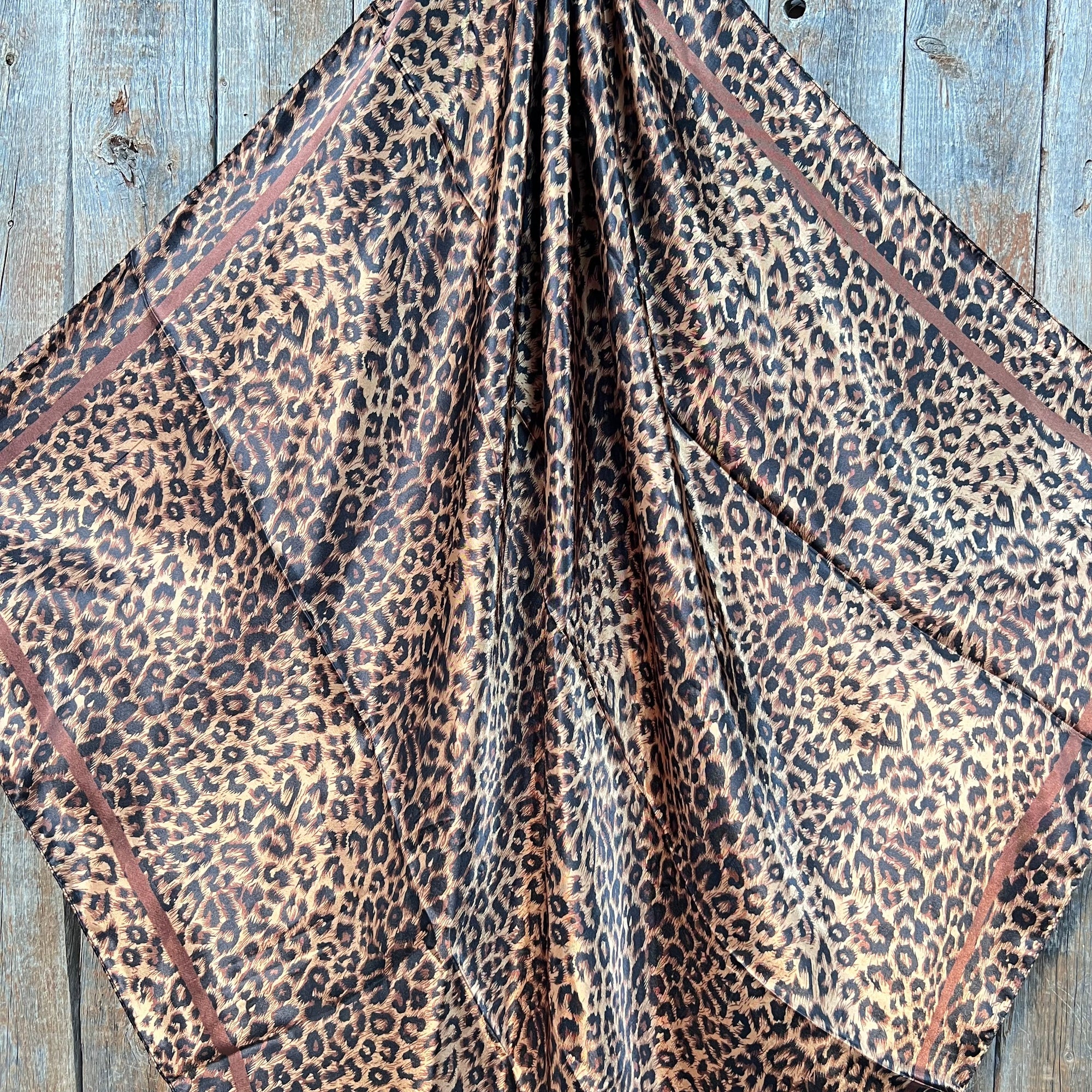 35X35"  Brown Leopard Wild Rag / Scarf WR169