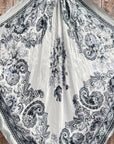 35X35" Silver & White Floral Paisley Wild Rag / Scarf - W147L Slide WRC172B