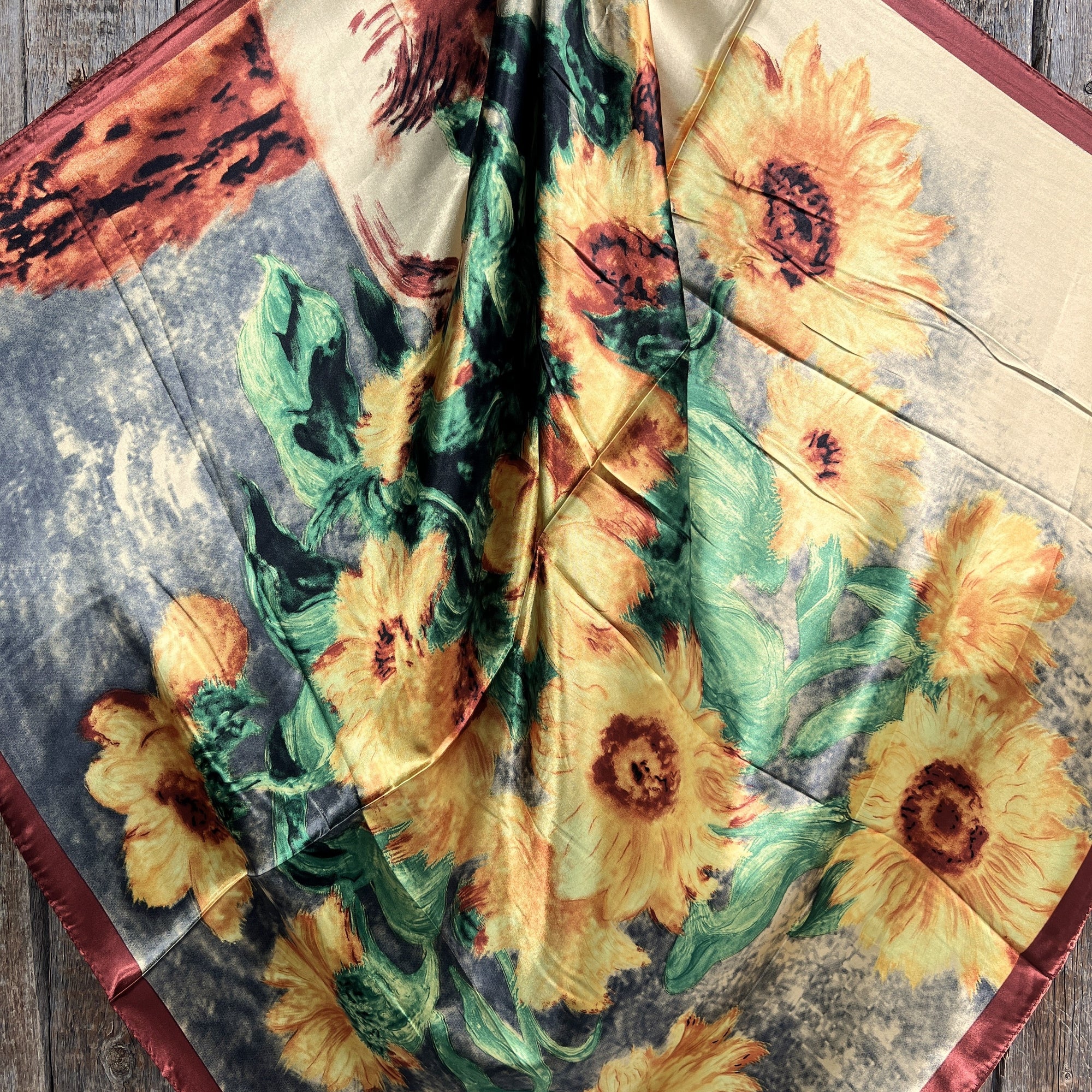 35X35" Painted Sunflower Wild Rag /Scarf -W169 Slide WRC210A
