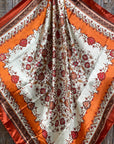 35X35" Burnt Orange & Tan Wild Rag / Scarf -Copper Fire Opal, Teal, AB Slide WRC2179C