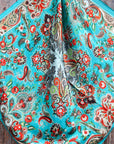 35X35" Turquoise That So 70's Paisley Wild Rag / Scarf WR230
