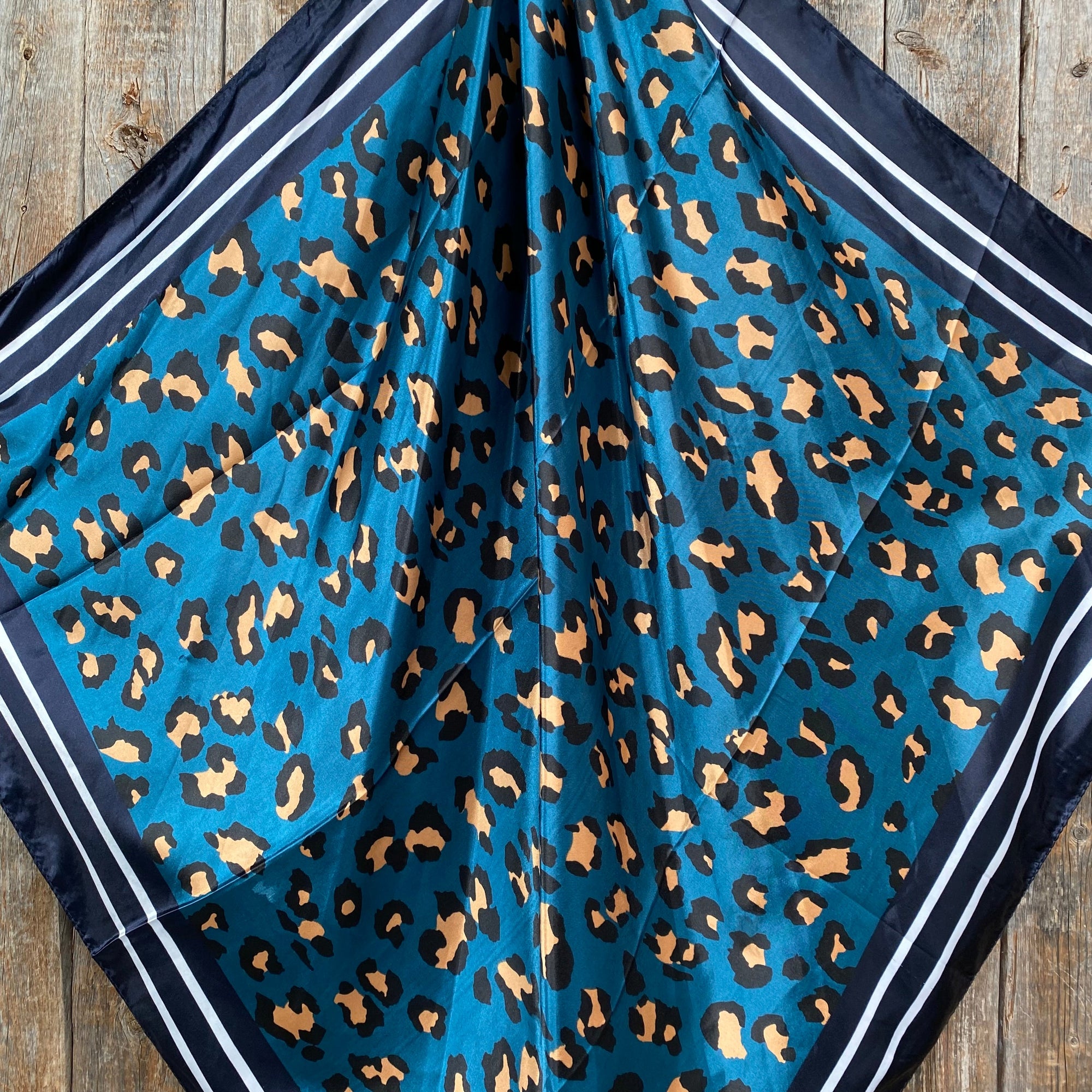 35X35" Teal Cheetah Wild Rag /Scarf -W138L Slide WRC2404A