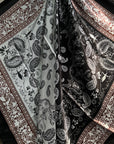 35X35" Two Tone Black Paisley Wild Rag / Scarf -Copper Jet, Champagne, Topaz Slide WRC2559C