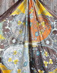 35X35"  Yellow & Brown Floral Wild Rag / Scarf WR3122
