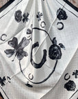35X35" Black / White Four Leaf Clover Wild Rag / Scarf WR323