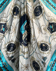 35X35" Ornate Turquoise Wild Rag / Scarf -W110L Slide WRC326B