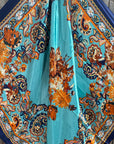 35X35" Blue and Brown Floral Wild Rag / Scarf WR3349