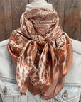 35X35" Cream and Brown Floral Wild Rag / Scarf WR3352