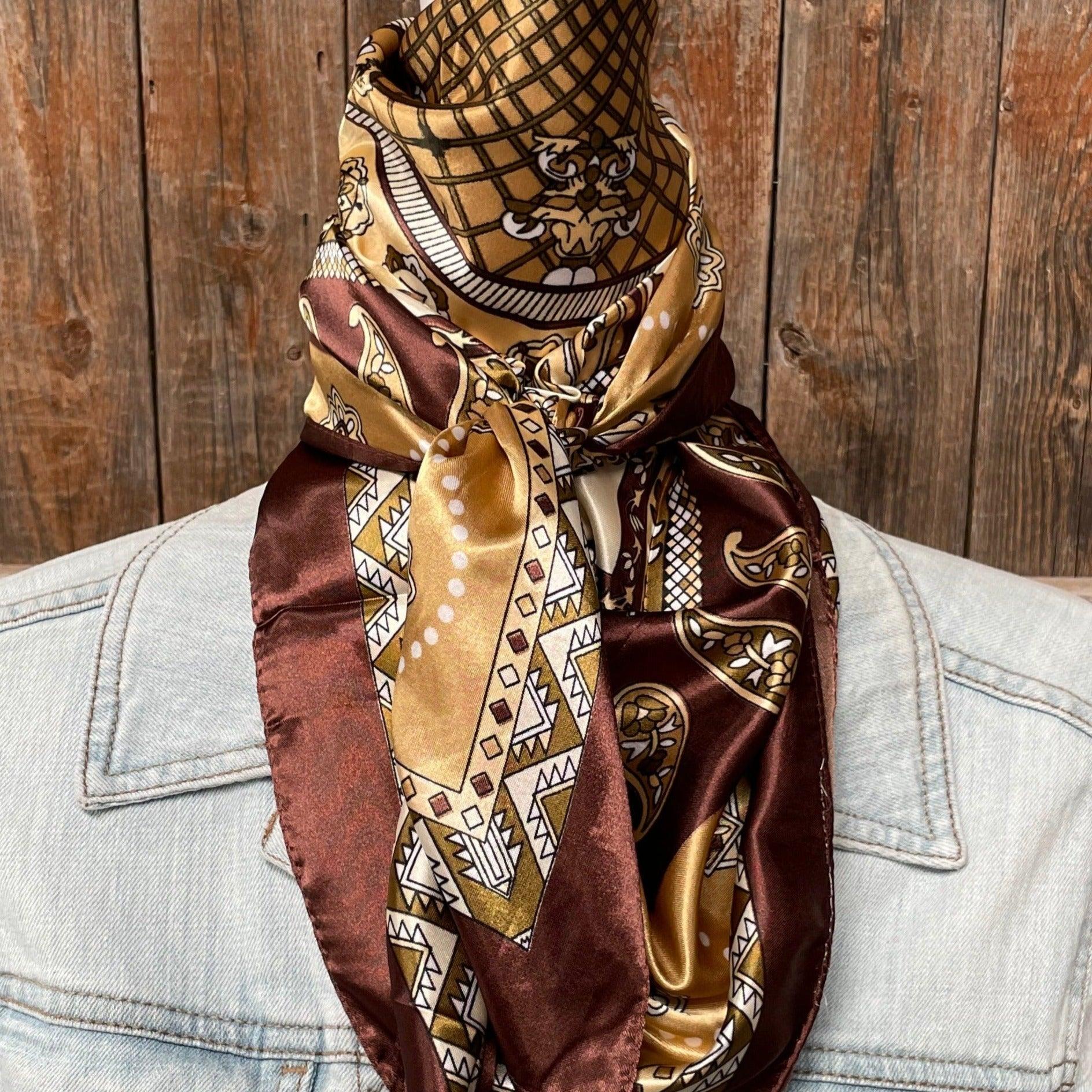 35X35"  Earth Tones Paisley Wild Rag / Scarf WR3405