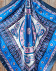 35X35"  Blue/Pink/Purple Paisley Wild Rag / Scarf WR3406