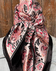 35X35"  Pink & Black Paisley Wild Rag / Scarf WR3415