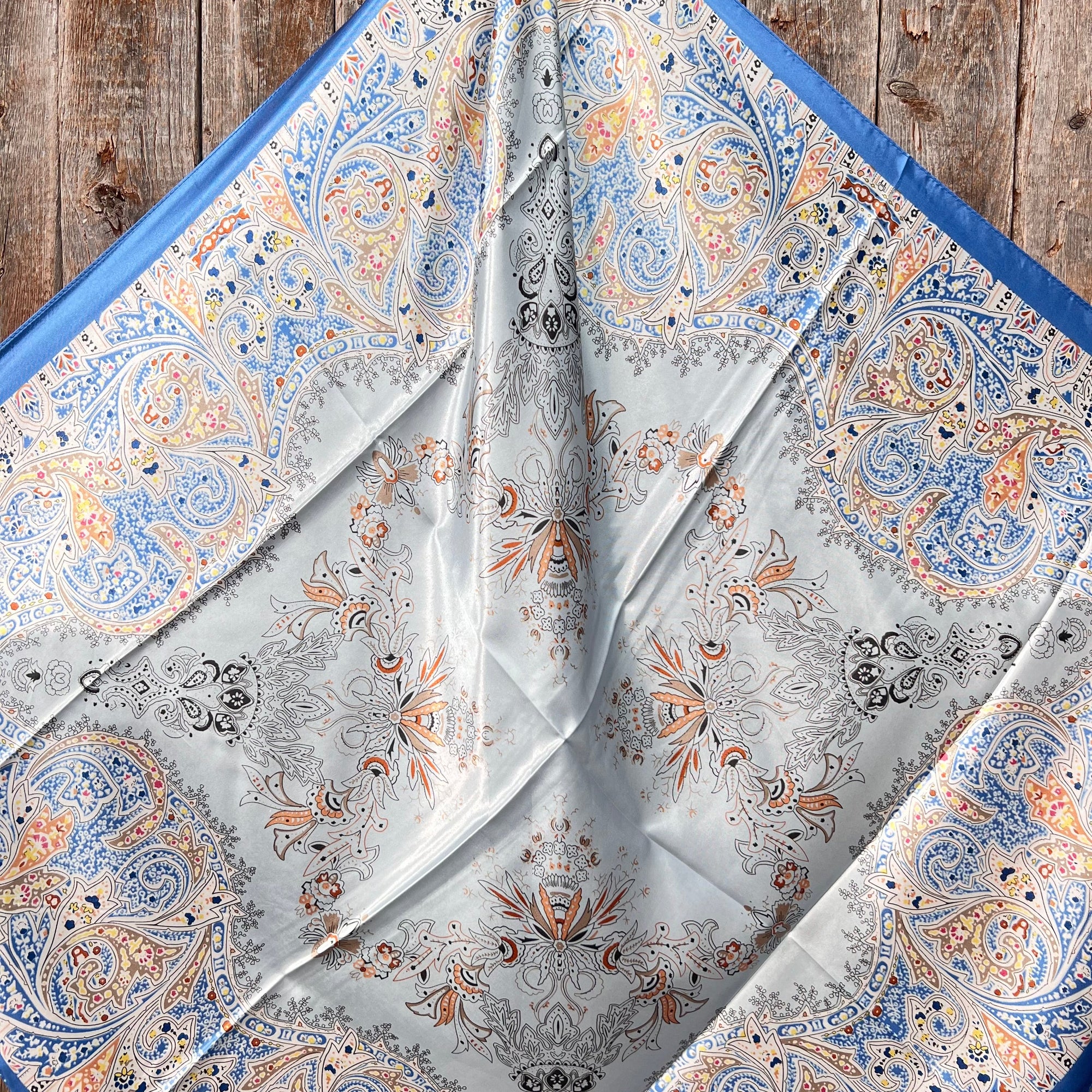 35X35"  Blue Floral Wild Rag / Scarf WR3419