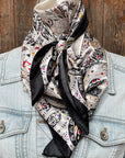 35X35"  Black Floral Wild Rag / Scarf WR3420