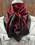 Black And Red Floral Paisley Square Wild Rag Scarf 35x35