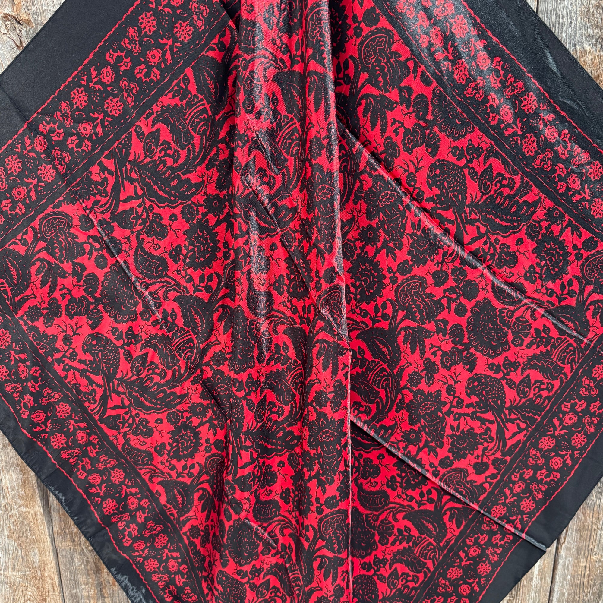 Black And Red Floral Paisley Square Wild Rag Scarf 35x35