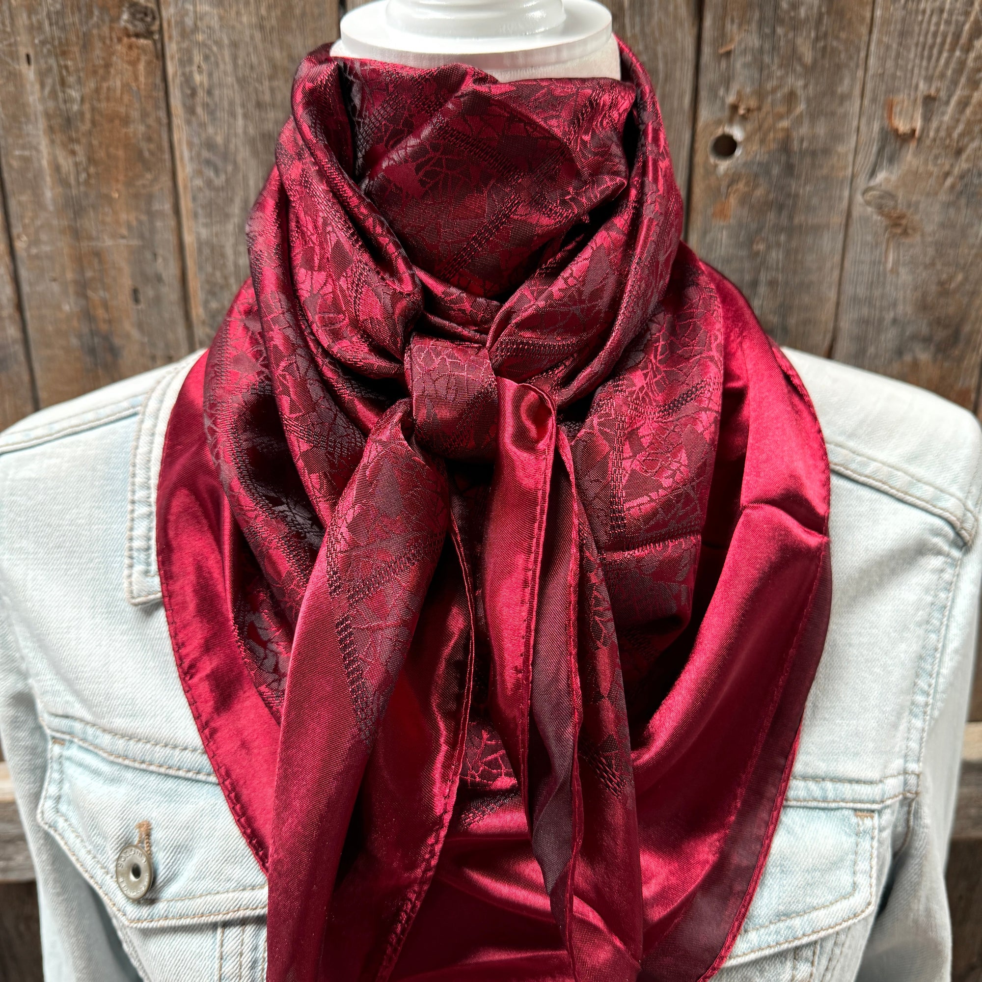 35X35" Burgundy Jacquard Wild Rag / Scarf WR4046X