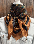 35X35" Green and Tan Floral Wild Rag / Scarf WR406