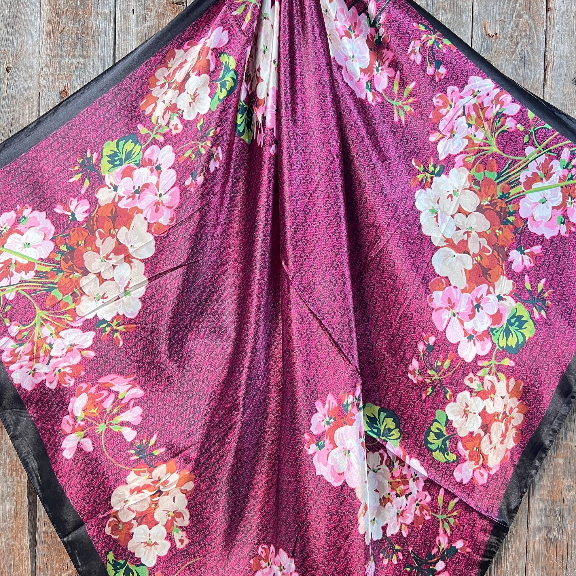 35X35"  Dark Pink Cherry Blossom Wild Rag / Scarf WR407NW