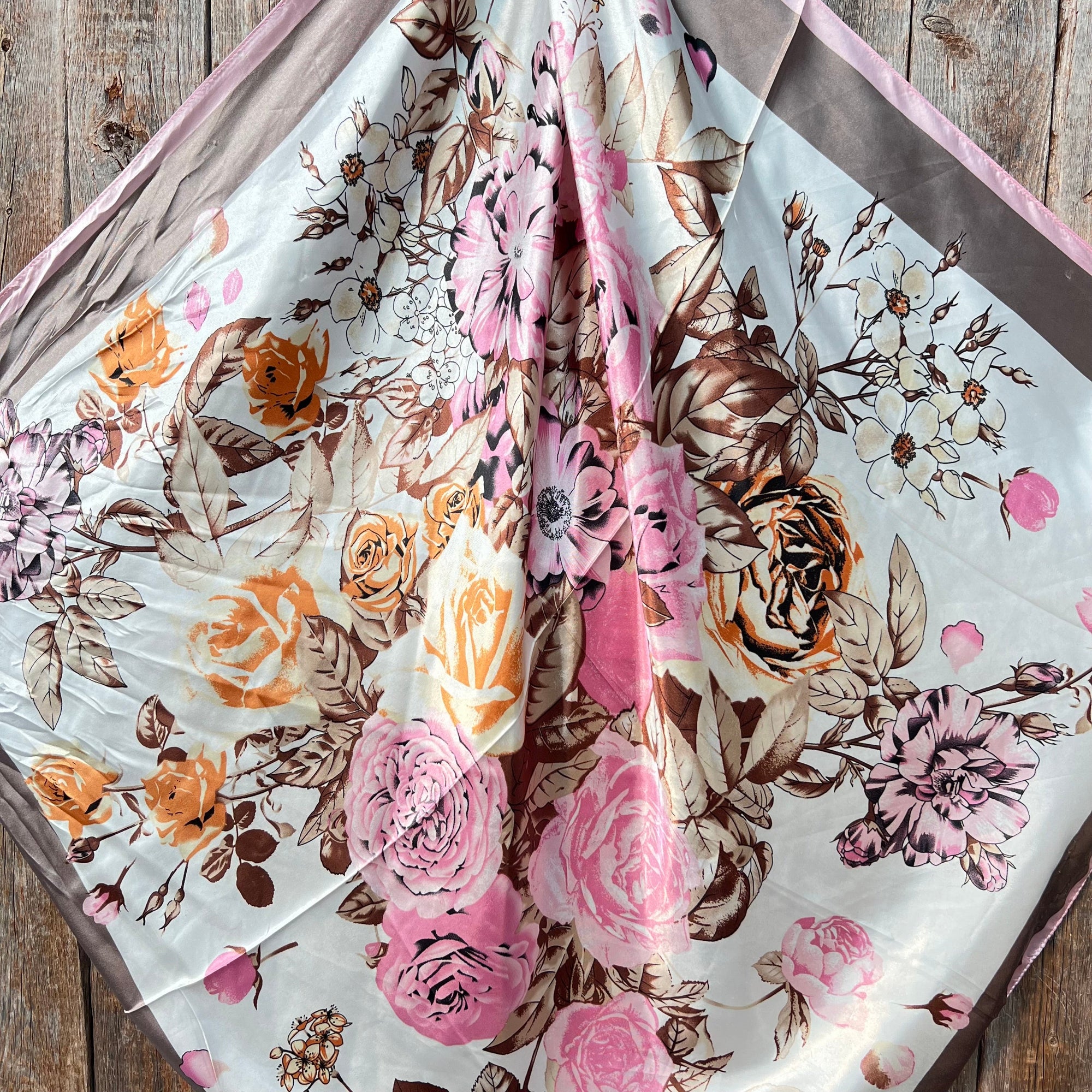 35X35" Pretty In Pink Roses Wild Rag / Scarf WR40
