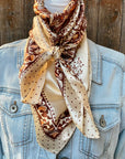 35X35" Tan/Brown Polka Dot & Paisley Wild Rag / Scarf WR445