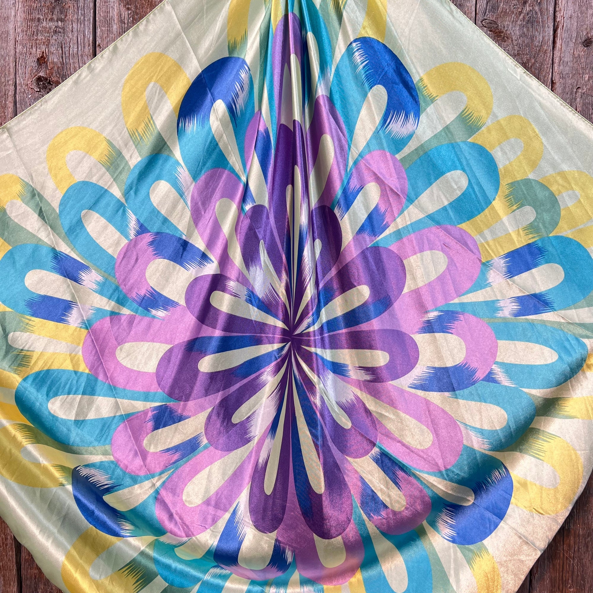 35X35"  Purple &amp; Green Multi-Colored Wild Rag / Scarf WR613