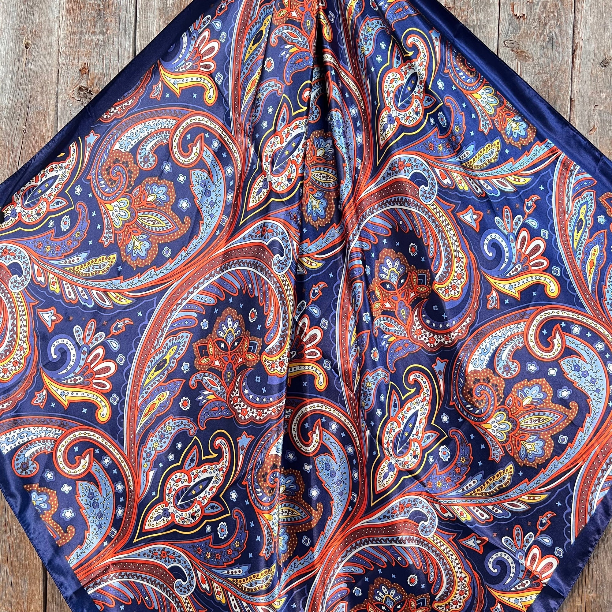 35X35"  Blue Hippie Paisley Wild Rag / Scarf WR906